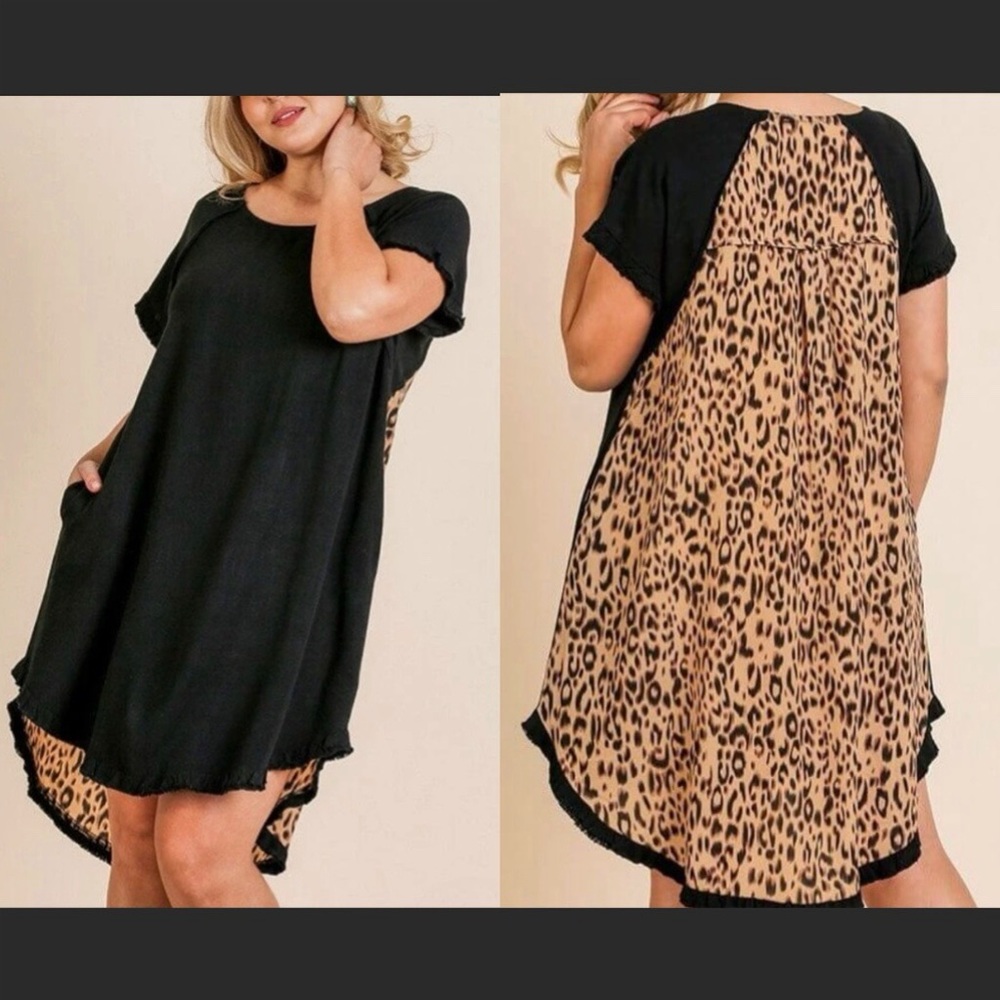 NWT Umgee black and leopard print dress size XL